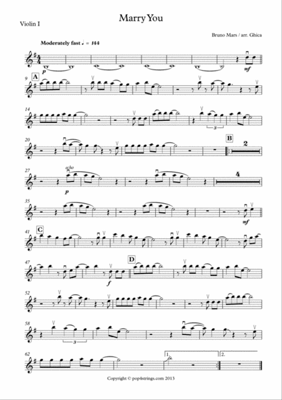 Marry You String Quartet scores gallery preview page 1