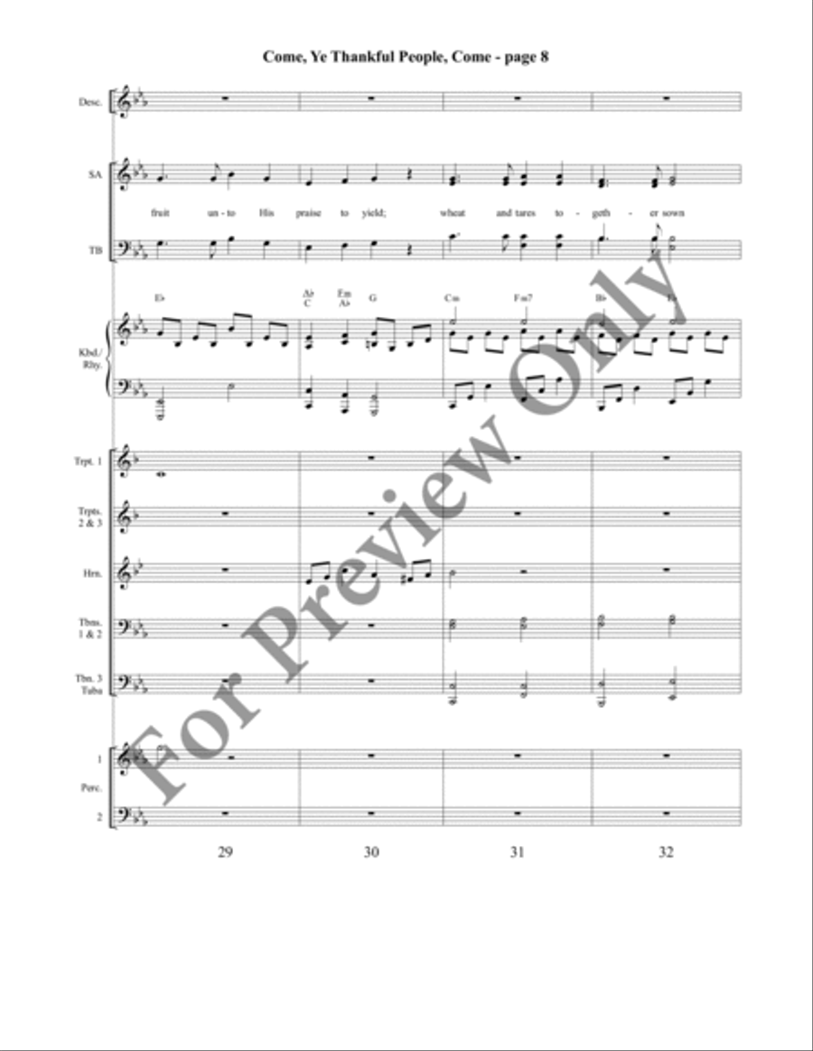 Come, Ye Thankful People, Come Orchestraton Brass Ensemble scores gallery preview page 10