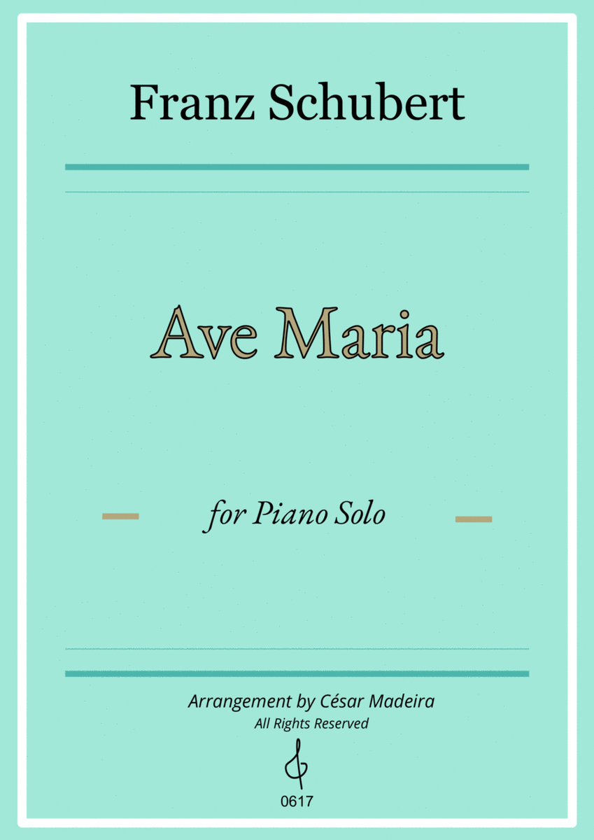 Ave Maria by Schubert - Piano Solo - W/Chords (Full Score) image number null