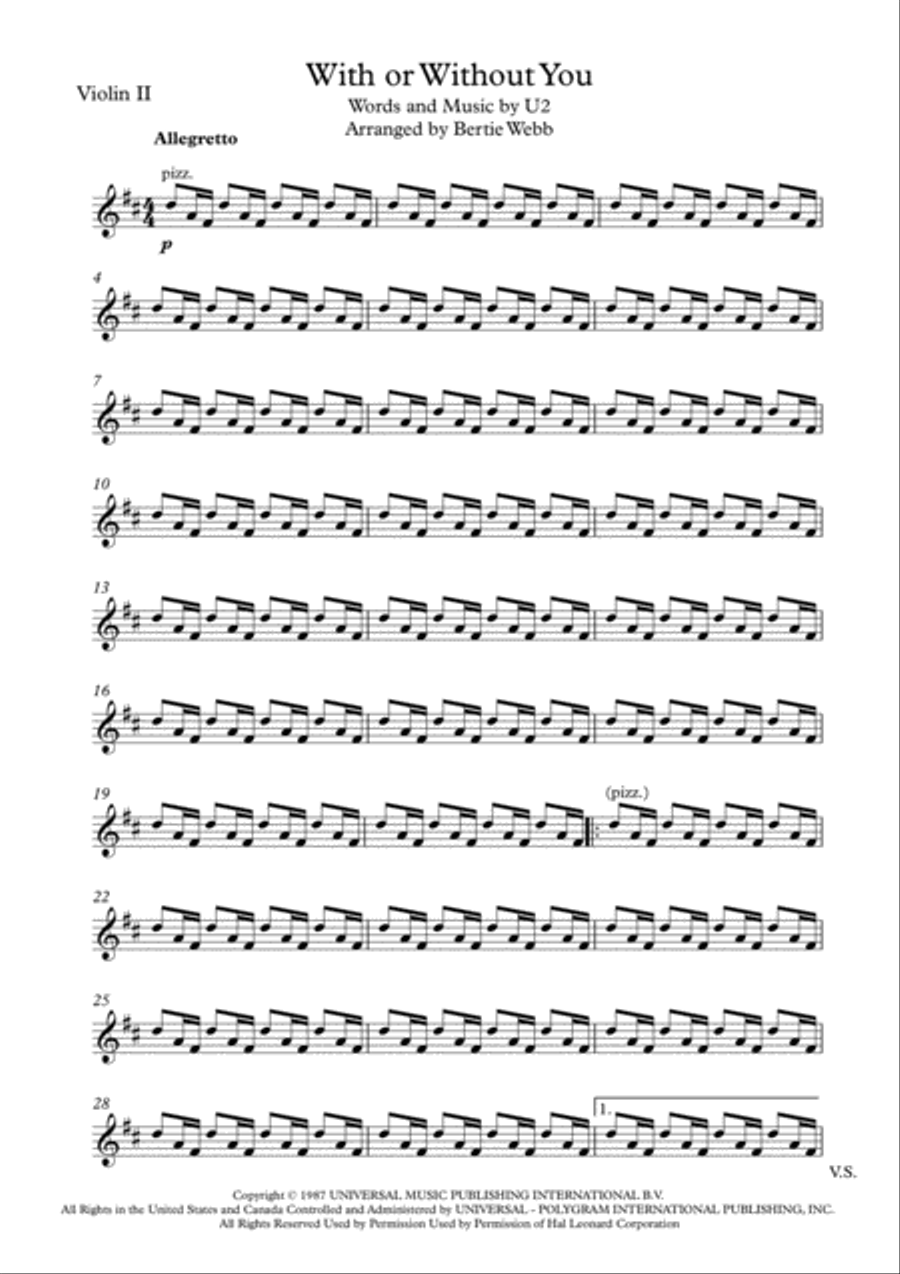 With Or Without You String Quartet scores gallery preview page 3