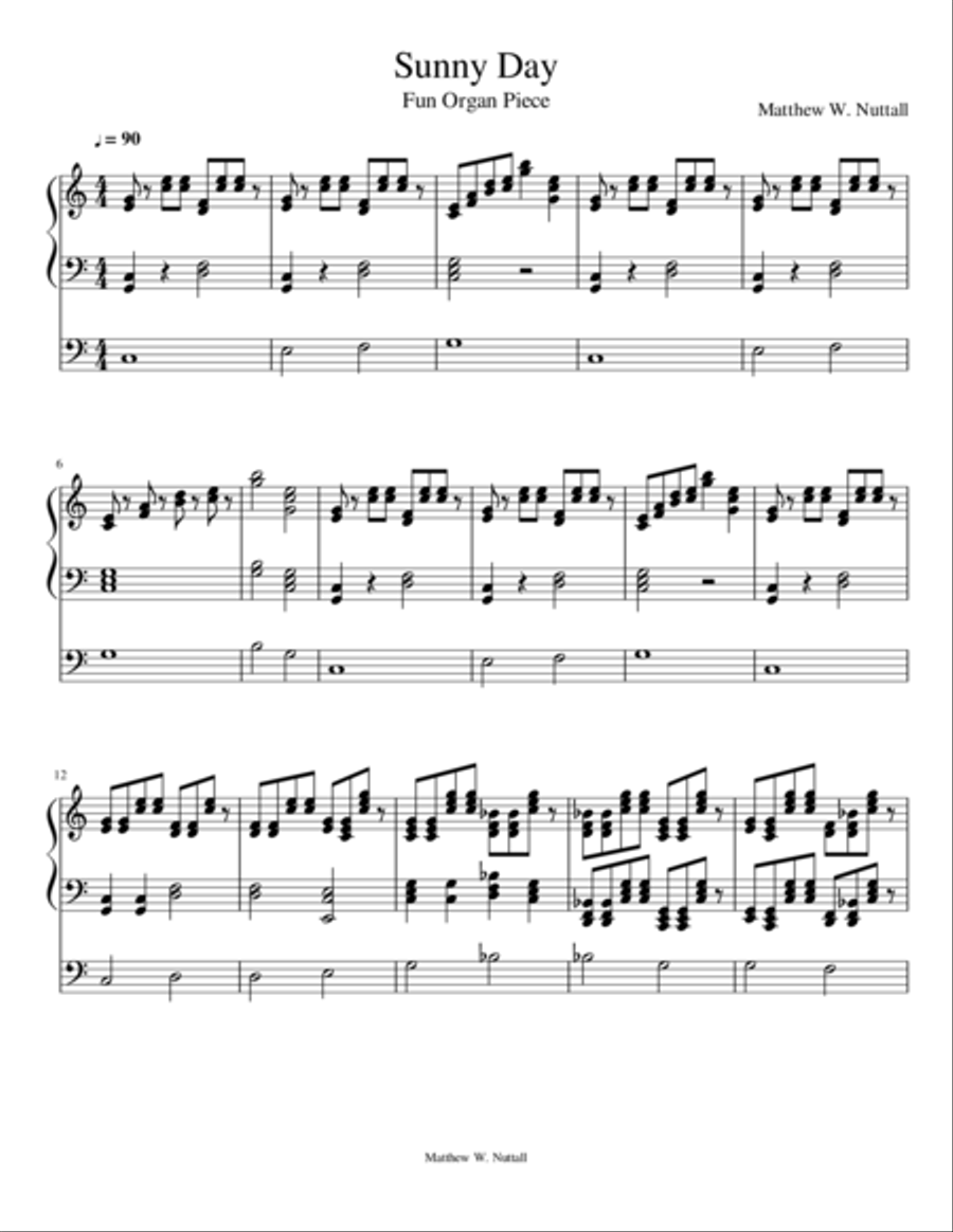 Sunny Day Organ Solo scores gallery preview page 1