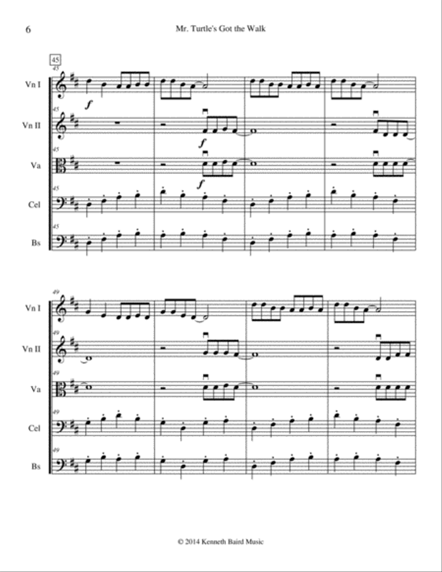 Mr. Turtle's Got the Walk String Orchestra scores gallery preview page 6