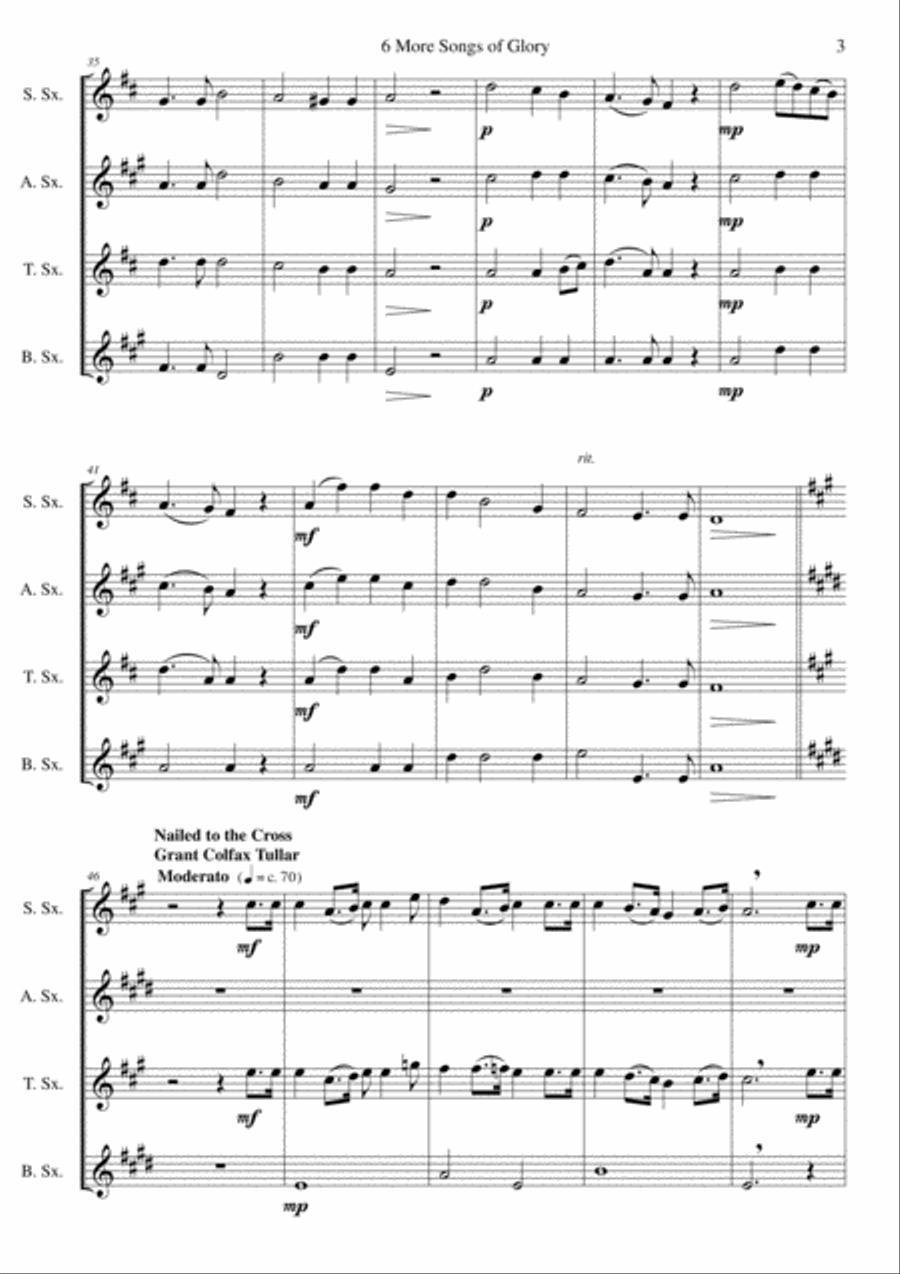 6 more Songs of Glory for saxophone quartet Saxophone Quartet scores gallery preview page 3