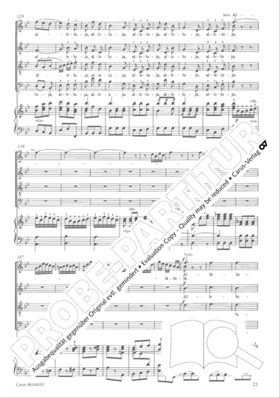 Regina coeli in B-Flat Major, K. 127 4-Part scores gallery preview page 28