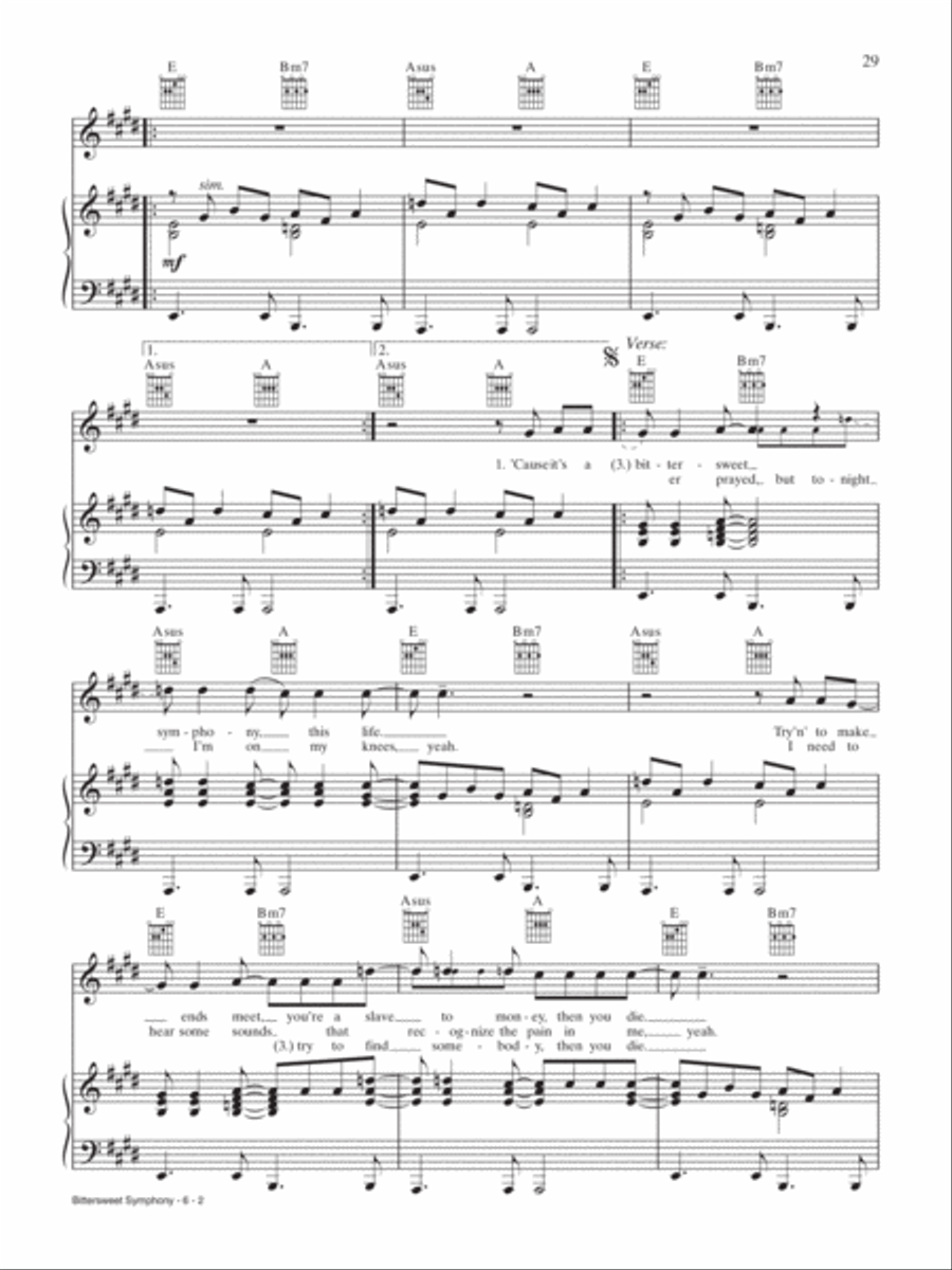 Bitter Sweet Symphony Bitter Sweet Symphony Piano, Vocal, Guitar scores gallery preview page 2
