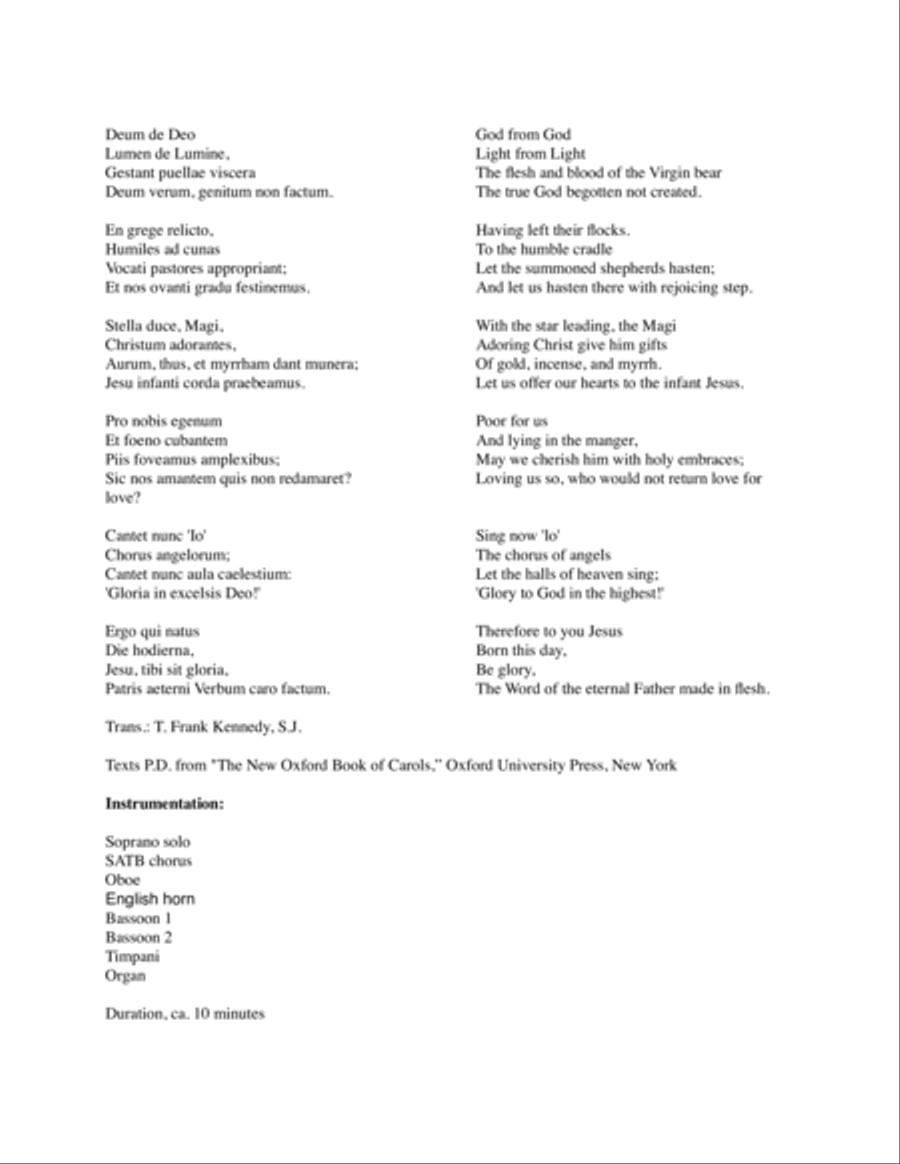 Christmas Cantata (2001) for SATB chorus, oboe, English horn, 2 bassoons, timpani and organ 4-Part scores gallery preview page 3