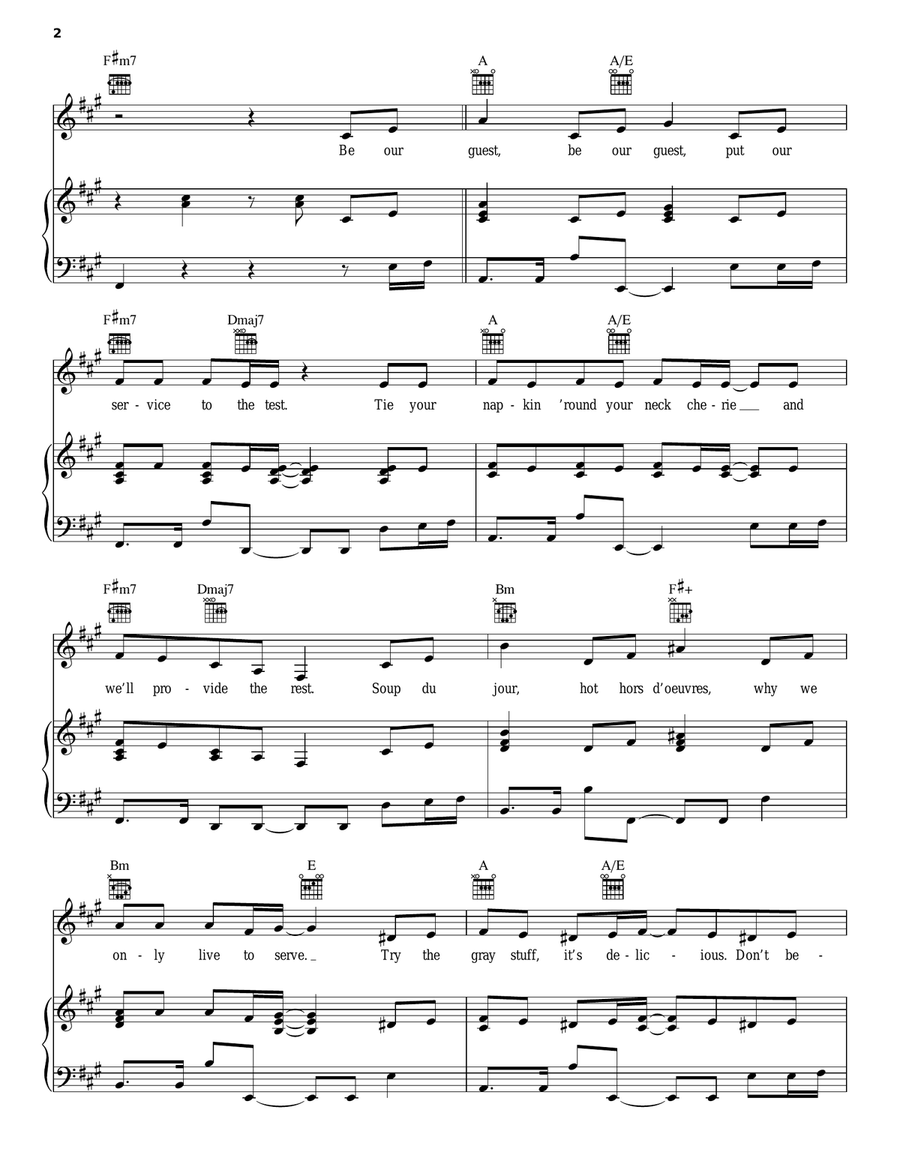 Be Our Guest (from Disney's Descendants) Piano, Vocal, Guitar scores gallery preview page 2