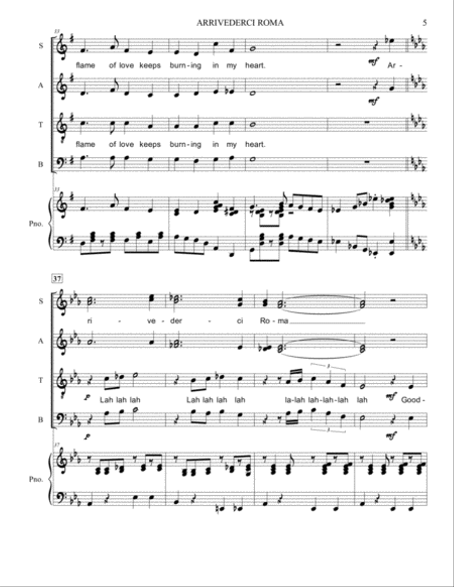 Arrivederci Roma (goodbye To Rome) 4-Part scores gallery preview page 5