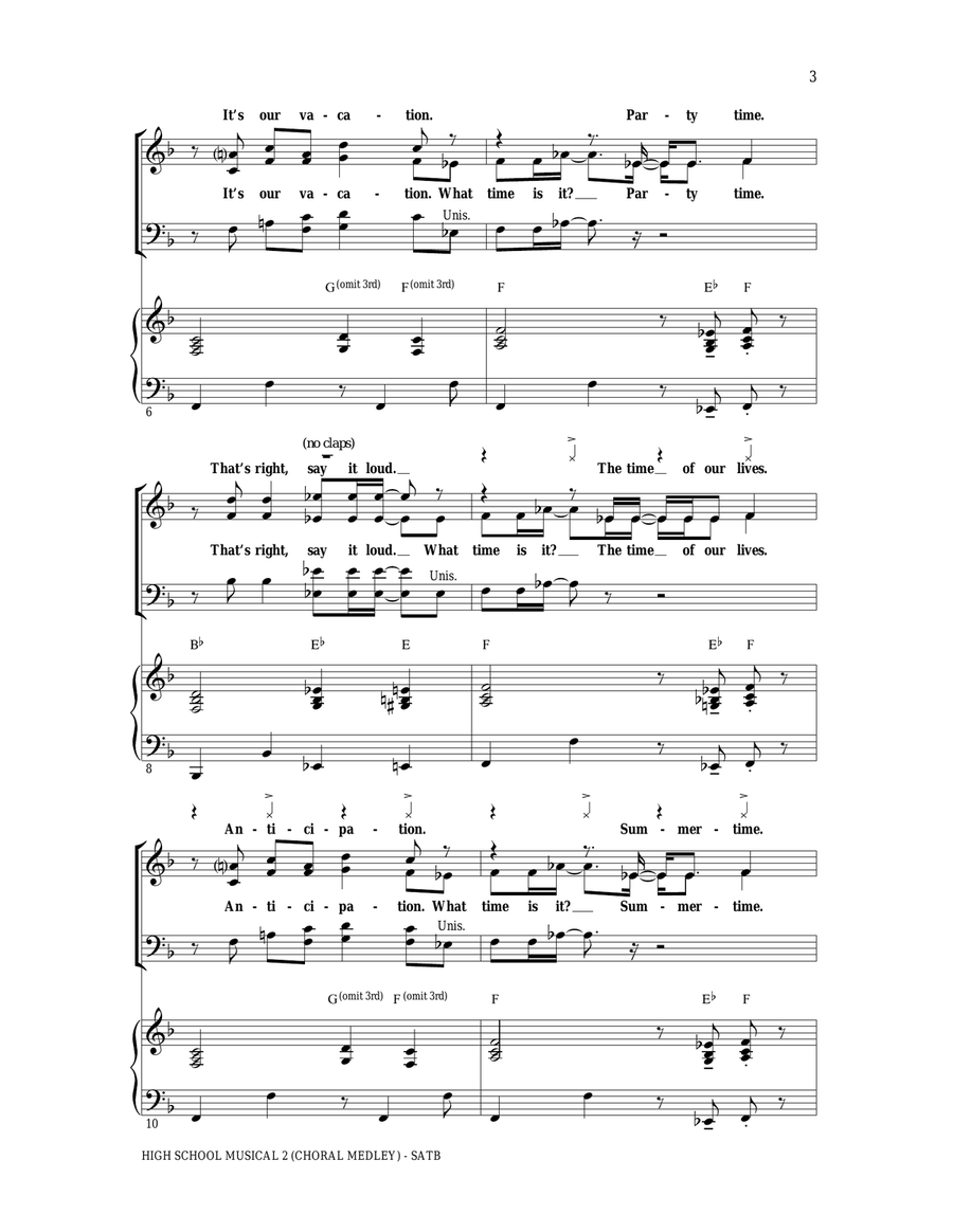 High School Musical 2 (Choral Medley) 4-Part scores gallery preview page 2