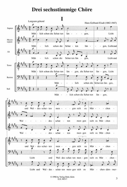 Drei sechsstimmige Chöre a cappella (1911/12)