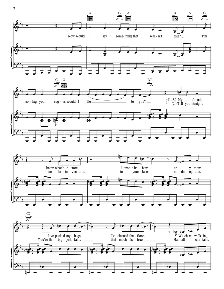 Would I Lie To You? Piano, Vocal, Guitar scores gallery preview page 2