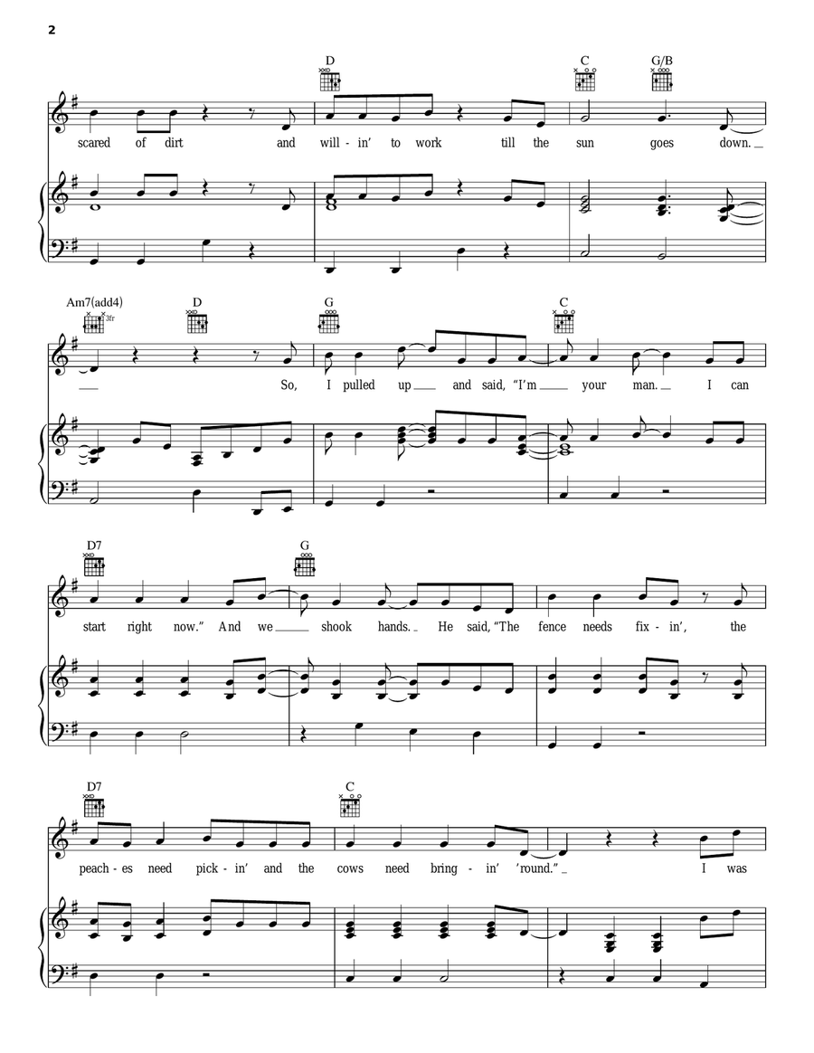 Farmer's Daughter Piano, Vocal, Guitar scores gallery preview page 2