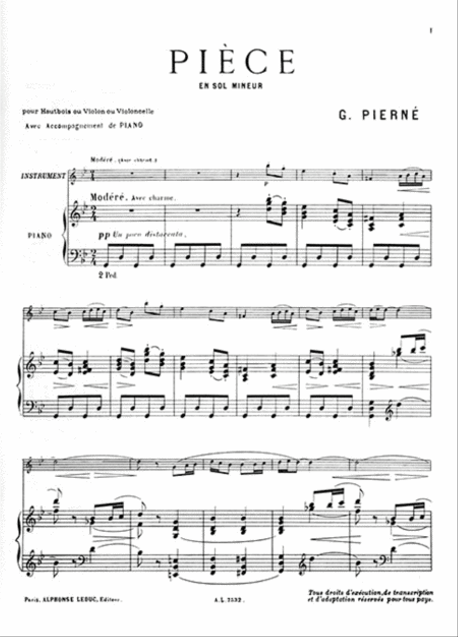 Piece In G Minor (oboe And Piano) Piano Accompaniment scores gallery preview page 2