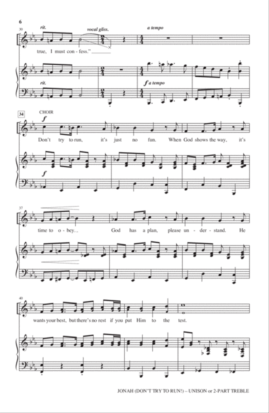Jonah (Don't Try To Run!) Unison Choir scores gallery preview page 4