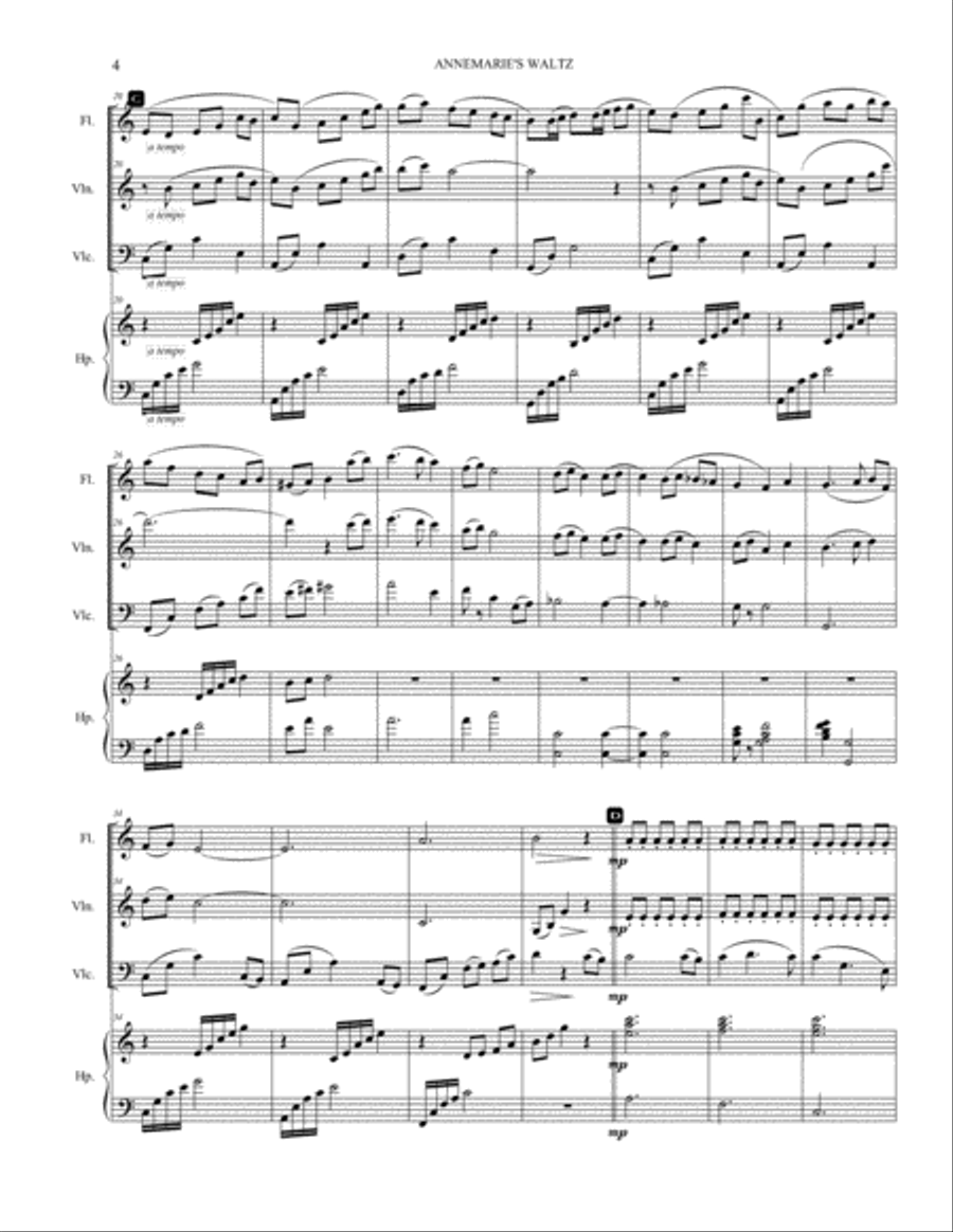 AnnMarie's Waltz (with harp/keyboard) Small Ensemble scores gallery preview page 5