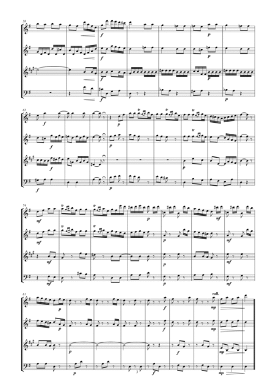 Mozart Divertimento in C arr. Woodwind Quartet Woodwind Quartet scores gallery preview page 3