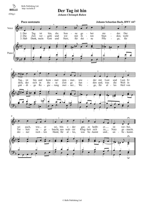 Der Tag ist hin, BWV 447 (Original key. D minor)