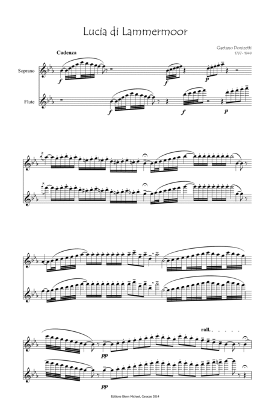 Donizetti Lucia's Cadenza for flute & soprano Flute scores gallery preview page 2