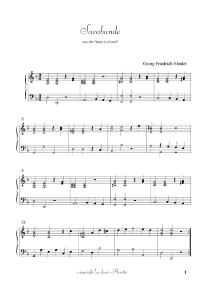 Georg Friedrich Händel-----Sarabande from Suite in D minor