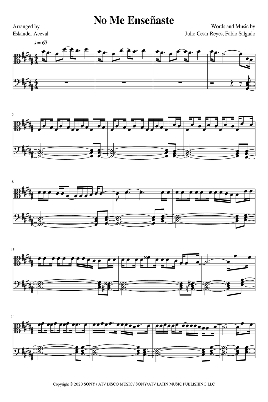 No Me Ensenaste No Me Ensenaste Piano Solo scores gallery preview page 1