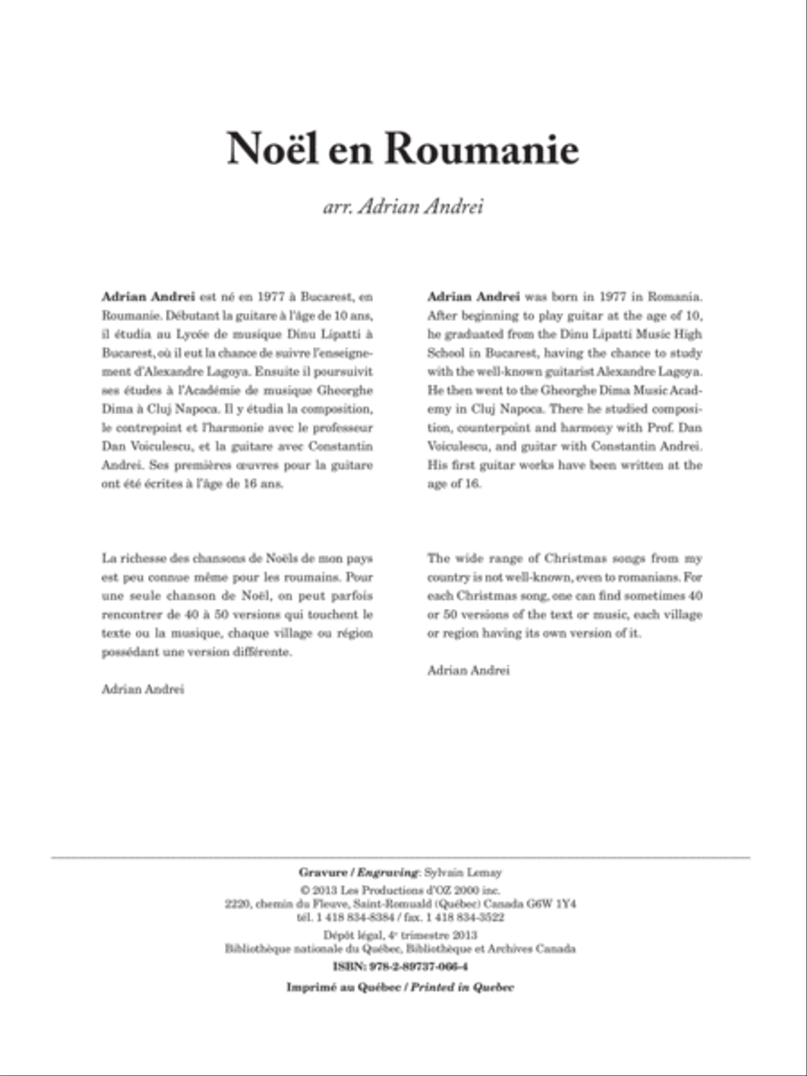 Noël en Roumanie Classical Guitar scores gallery preview page 1