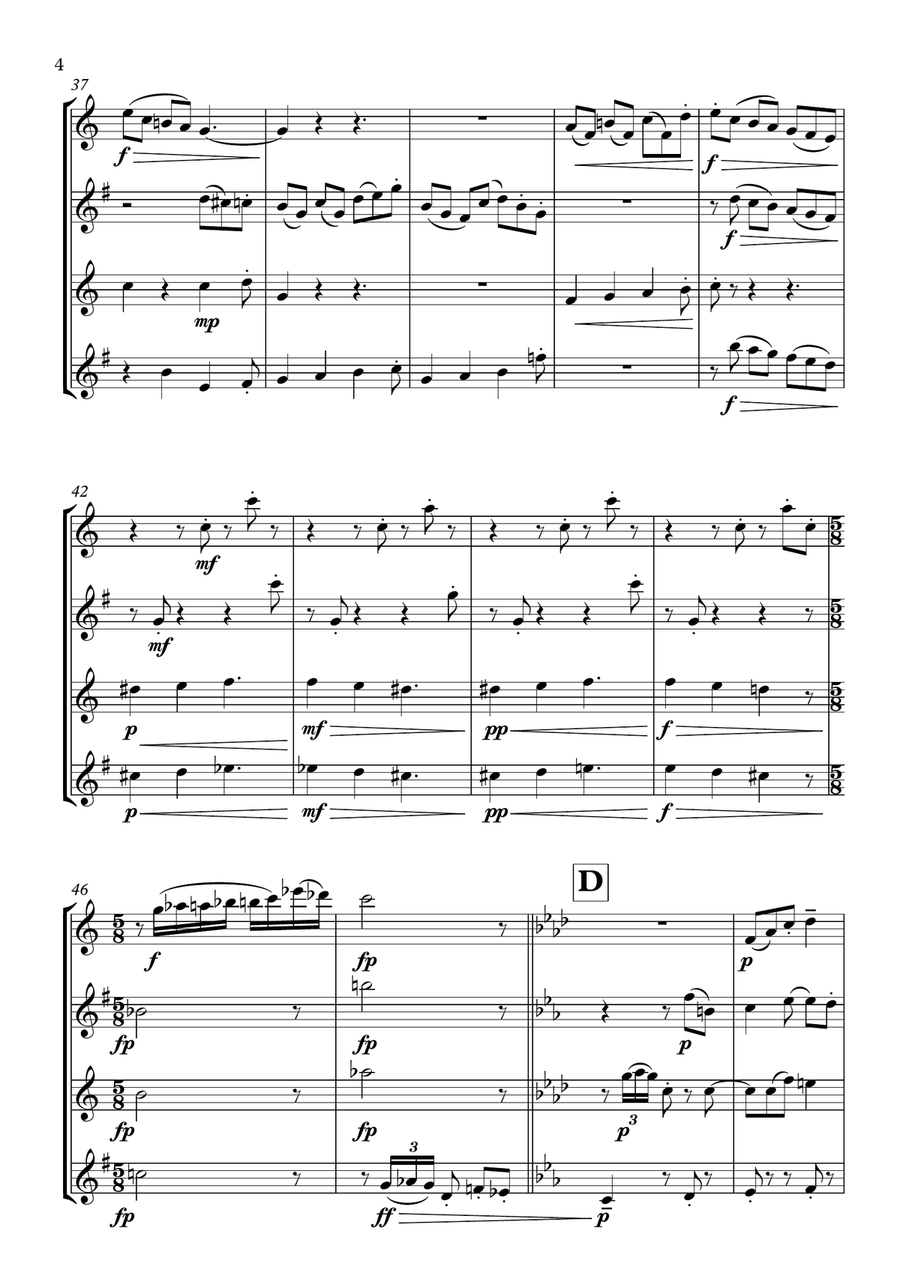 Tango for Glenn Saxophone Quartet scores gallery preview page 4