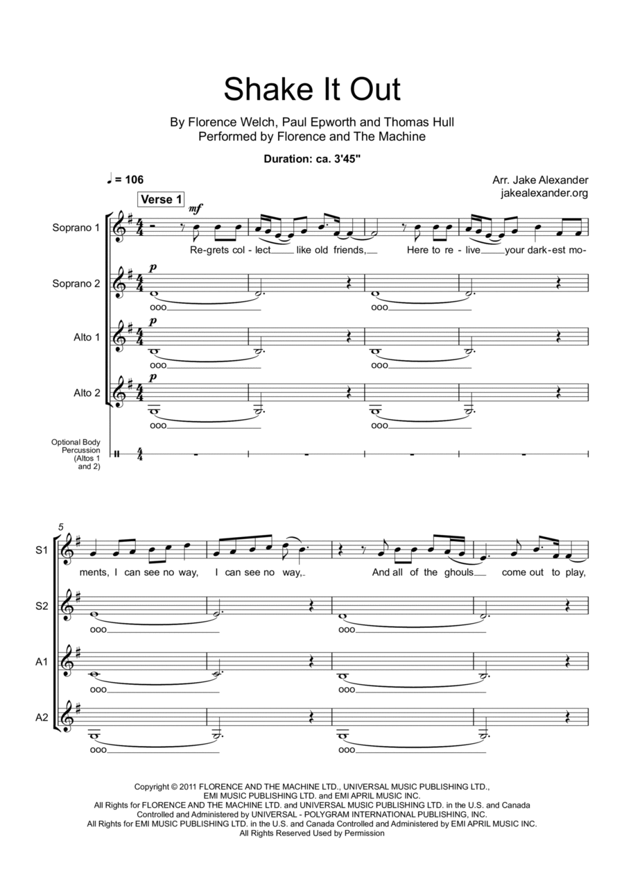 Shake It Out SSAA scores gallery preview page 1