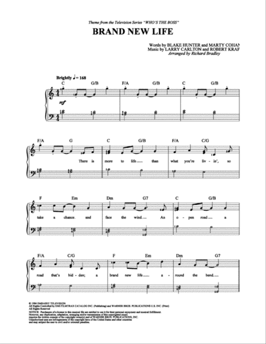 Brand New Life Easy Piano scores gallery preview page 1