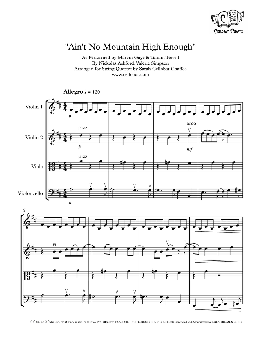 Ain't No Mountain High Enough by Valerie Simpson String Quartet - Digital Sheet Music