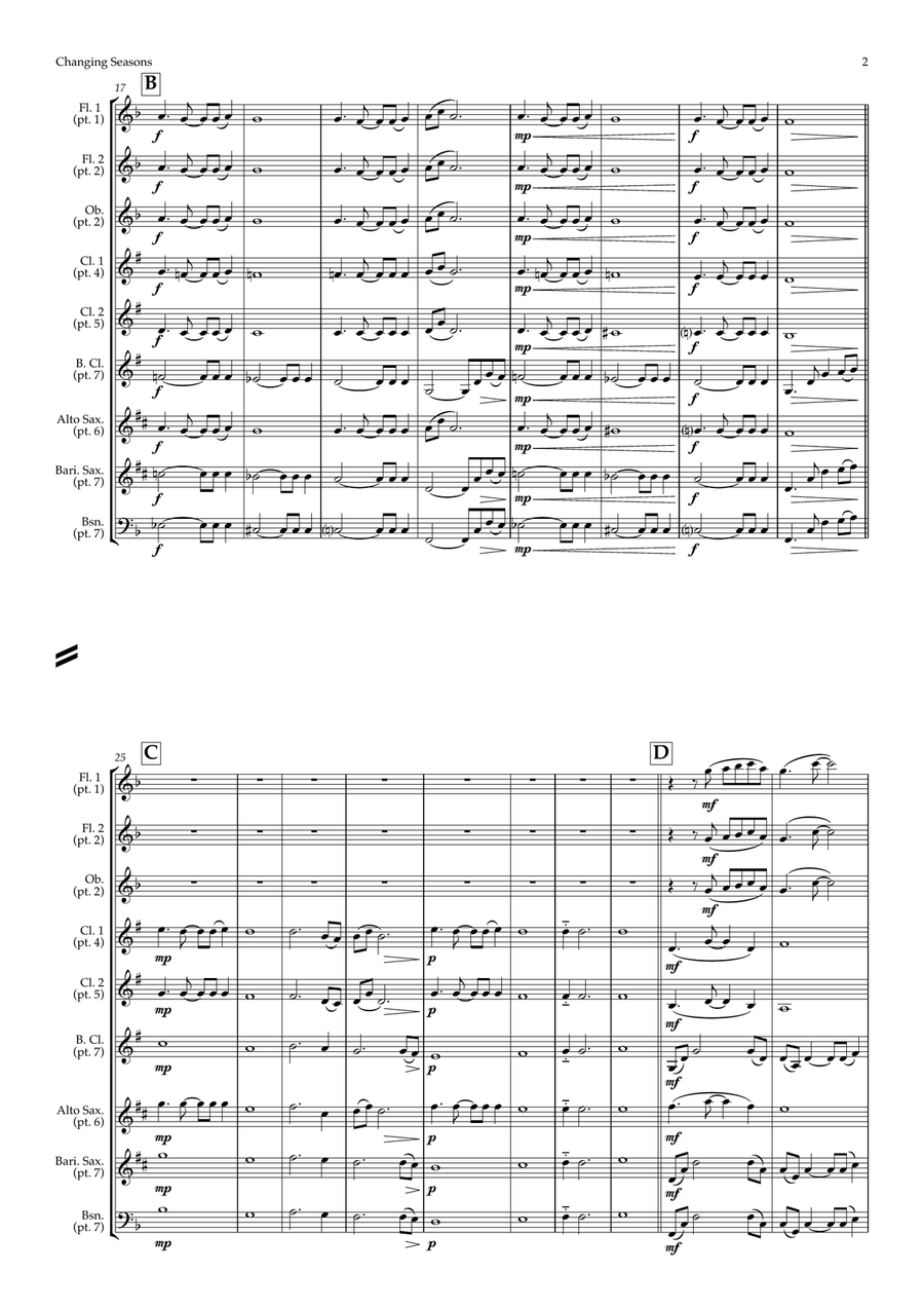 Changing Seasons (school/training ensemble) Woodwind Ensemble scores gallery preview page 2