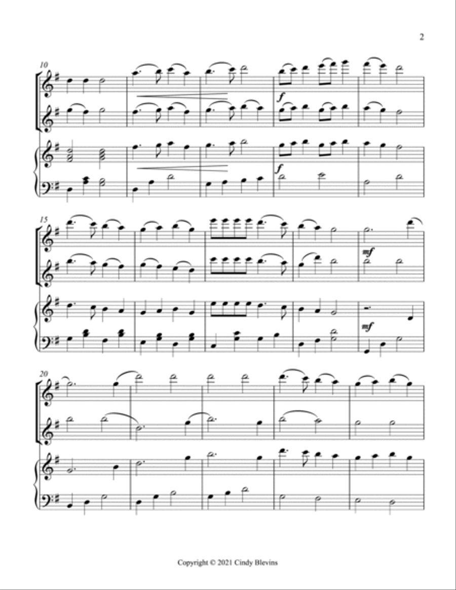 Deck the Halls, Two Flutes and Harp Flute Duet scores gallery preview page 3