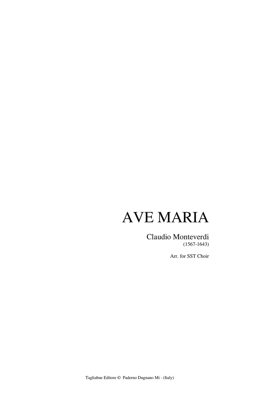 AVE MARIA - Claudio Monteverdi - Arr. for SST Choir - Score Only 3-Part scores gallery preview page 1