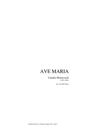 Book cover for AVE MARIA - Claudio Monteverdi - Arr. for SST Choir