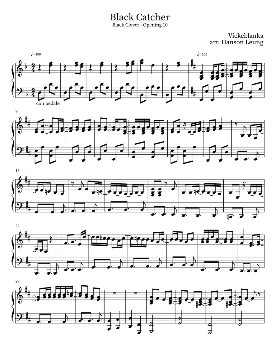 Black Catcher Piano Solo scores gallery preview page 1