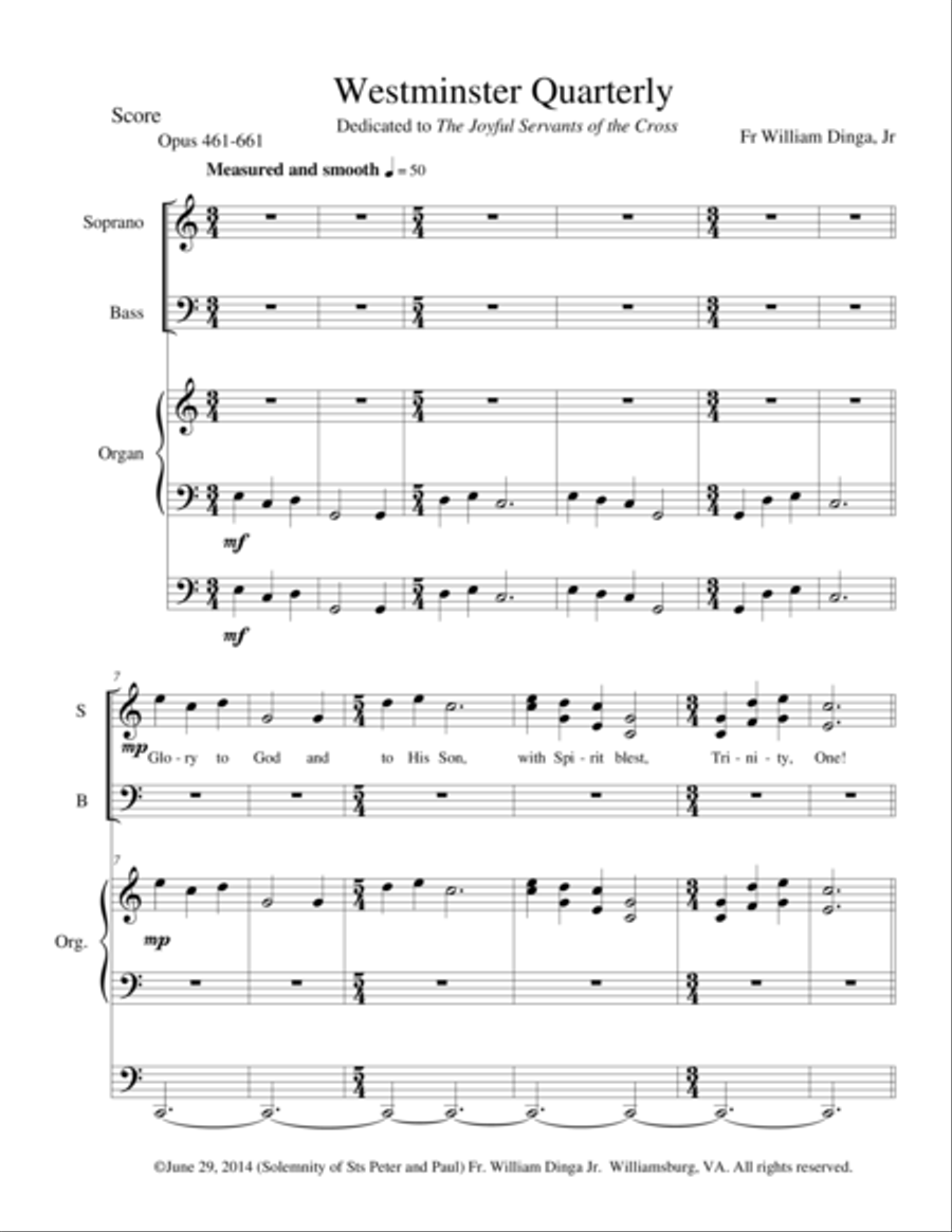 Westminster Quarterly 4-Part scores gallery preview page 1