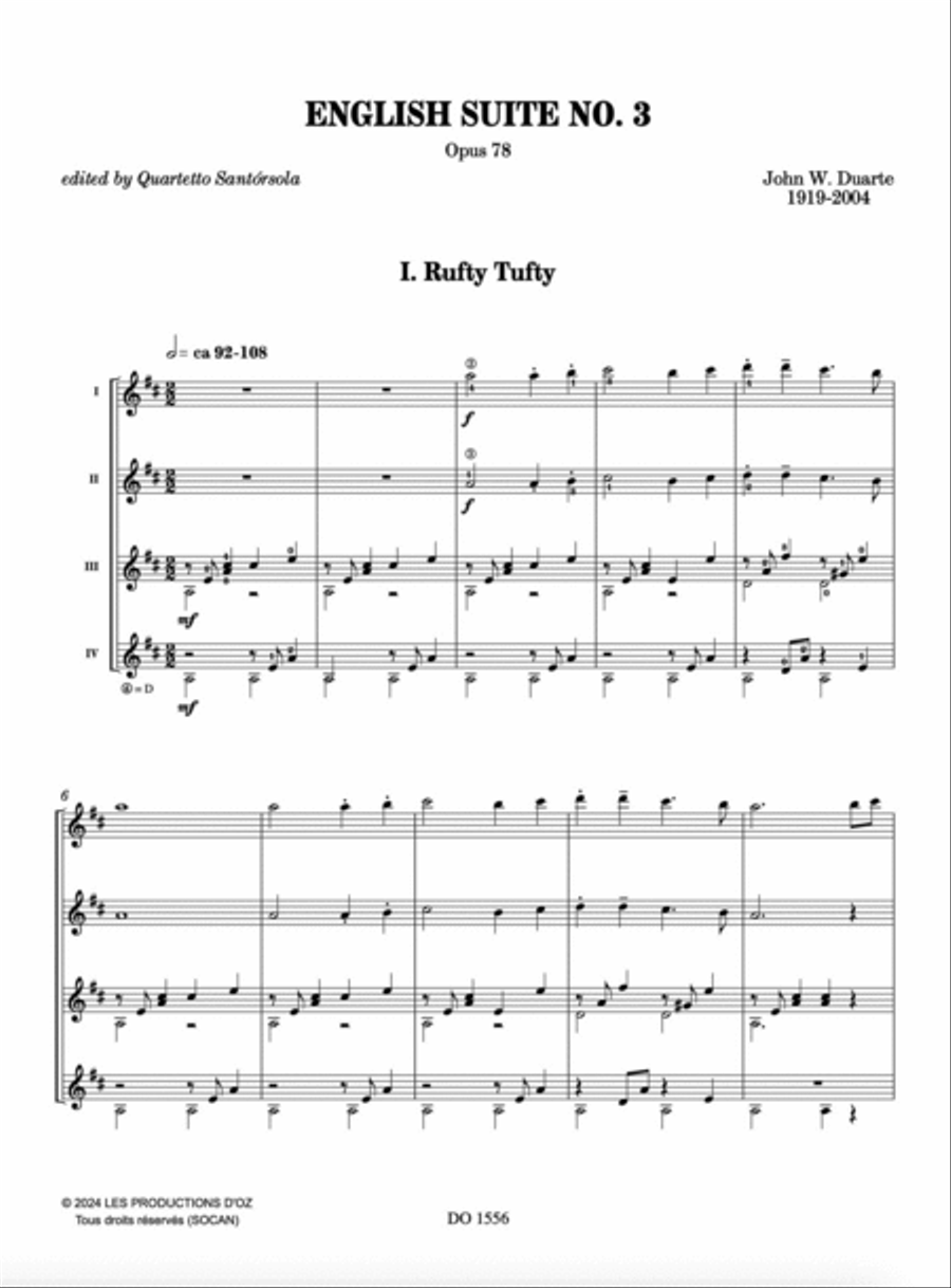 English Suite No. 3, Op. 78 Guitar Ensemble scores gallery preview page 2