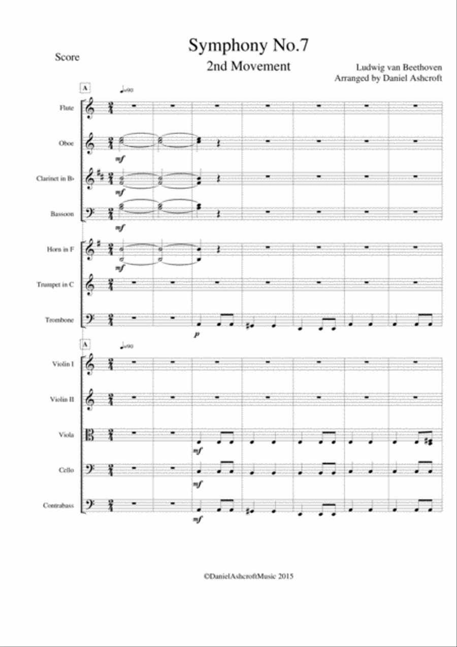 Beethoven's Symphony No 7 2nd Movement - Score and Parts Full Orchestra scores gallery preview page 3