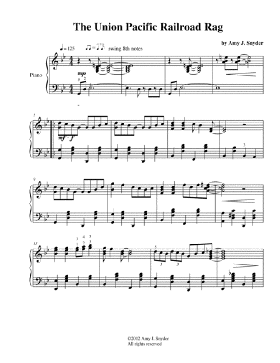 The Union Pacific Railroad Rag, piano solo Piano Solo scores gallery preview page 2