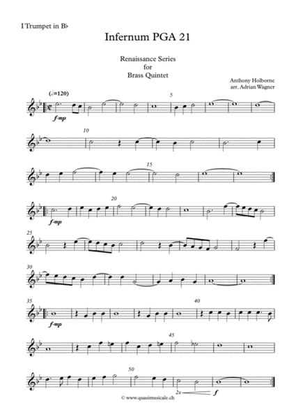 Infernum PGA 21 (Anthony Holborne) Brass Quintet arr. Adrian Wagner image number null