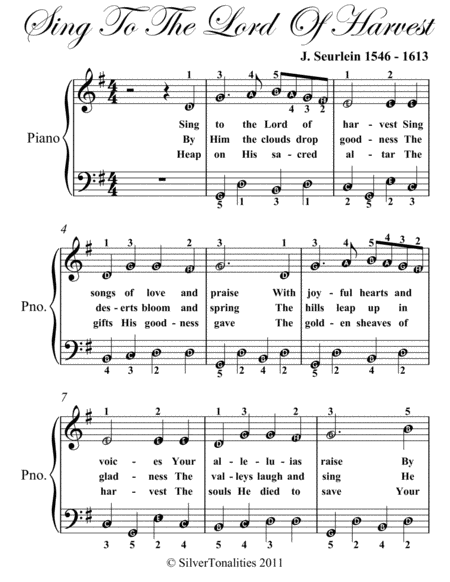 Sing to the Lord of Harvest Easy Piano Sheet Music
