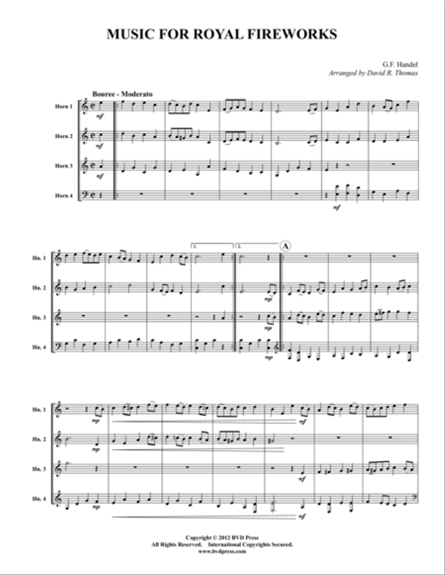 Music for Royal Fireworks Horn scores gallery preview page 1