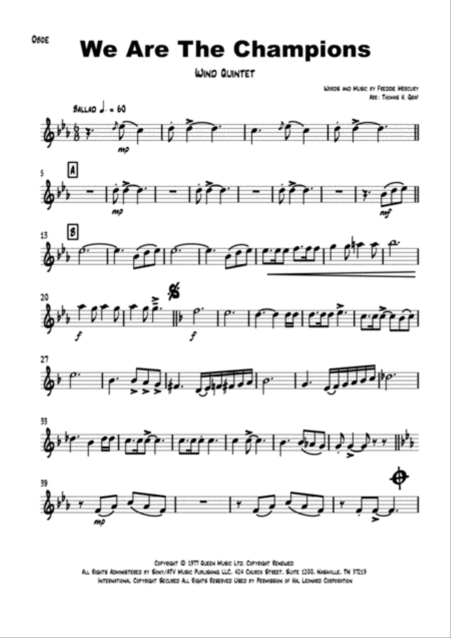 We Are The Champions Woodwind Quintet scores gallery preview page 6