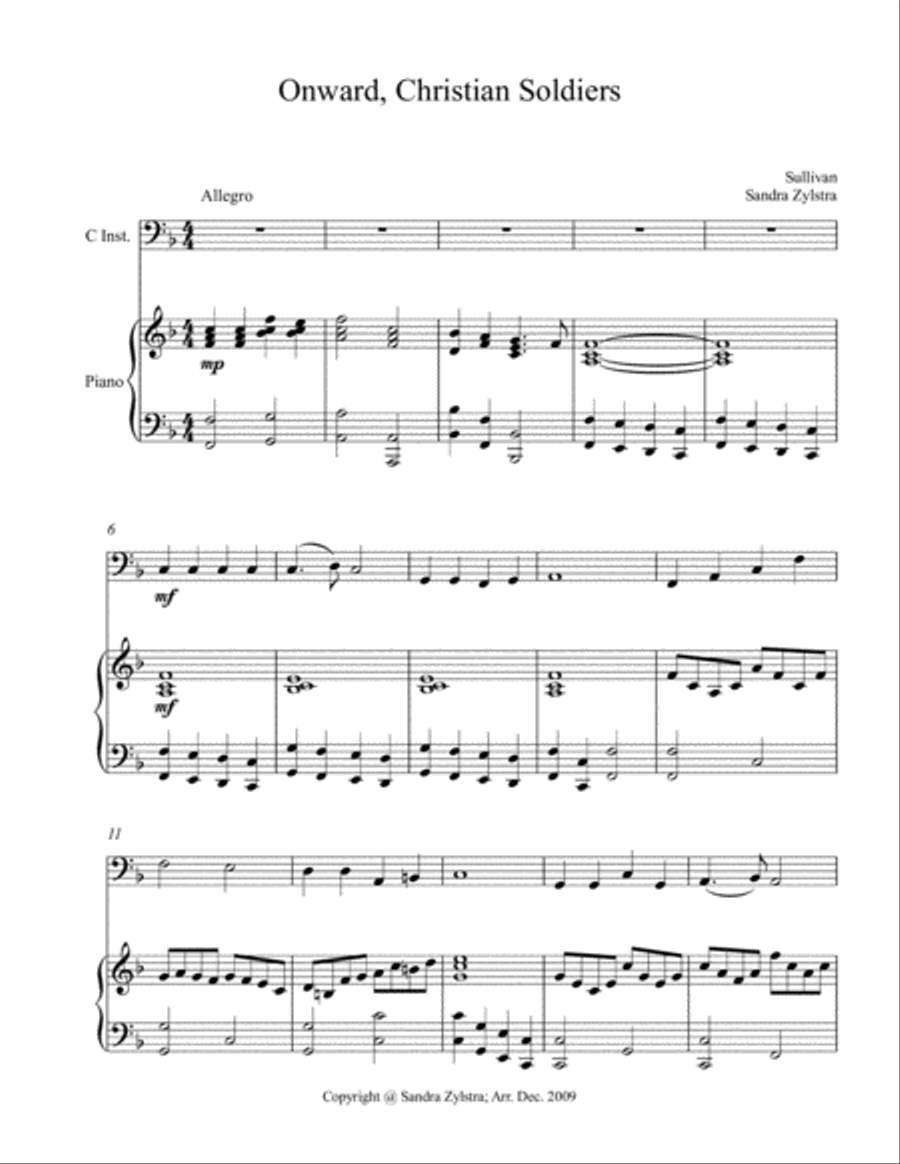 Onward, Christian Soldiers (bass C instrument solo) Baritone Horn TC scores gallery preview page 2