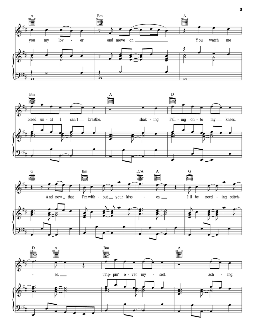 Stitches Piano, Vocal, Guitar scores gallery preview page 3