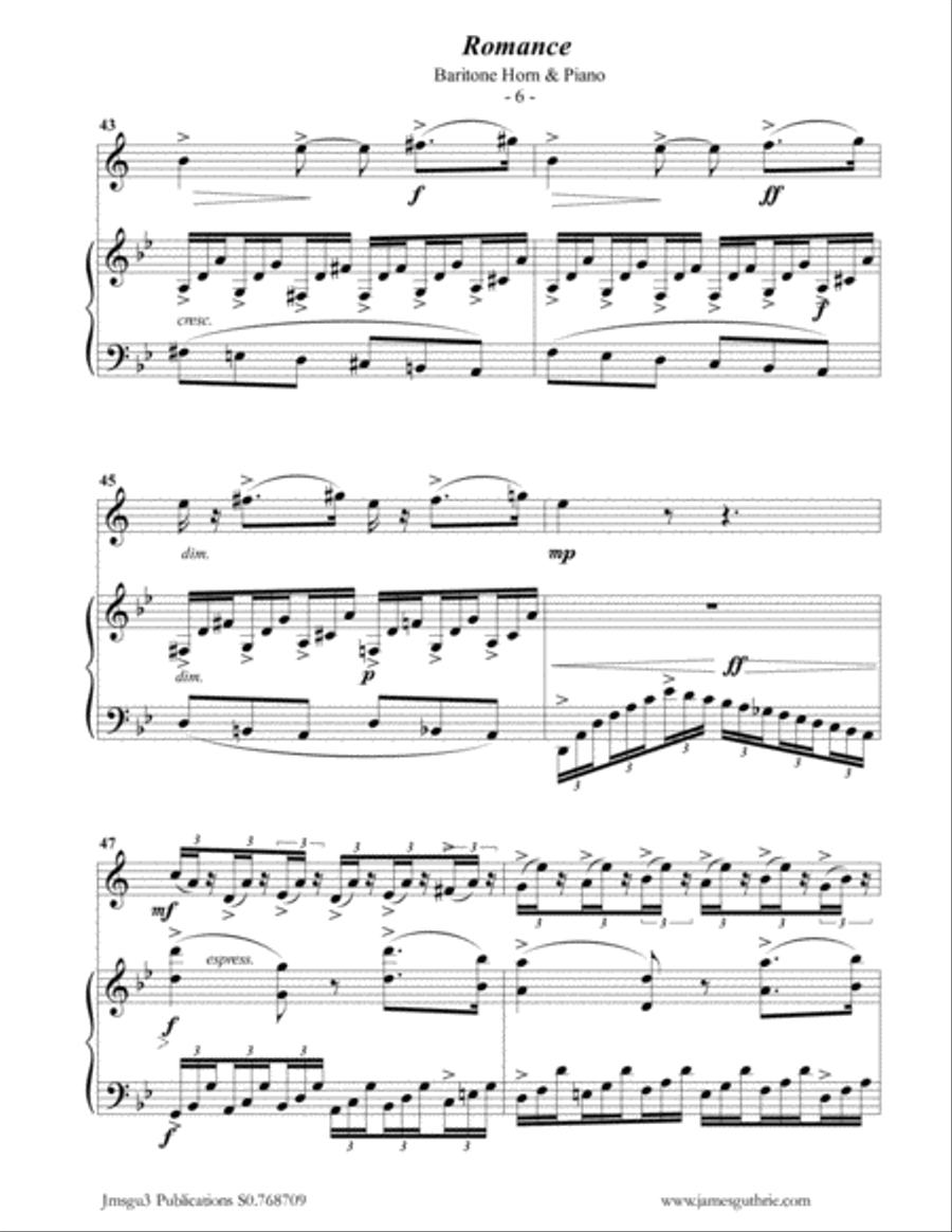 Fauré: Romance Op. 28 for Baritone Horn & Piano Baritone Horn scores gallery preview page 6