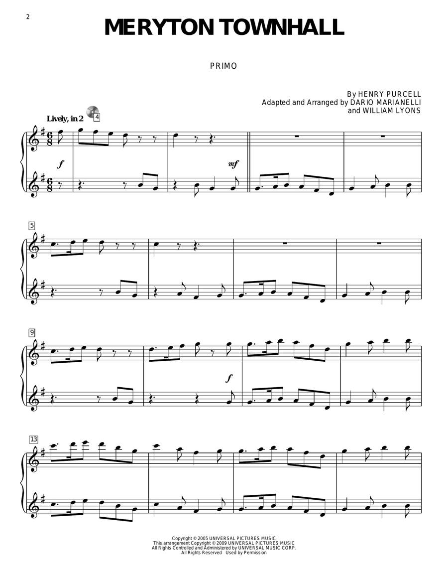 Meryton Townhall (from Pride And Prejudice) (arr. Carol Klose) Piano Duet scores gallery preview page 2