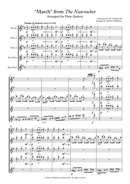 "March" from The Nutcracker arranged for Flute Quintet image number null