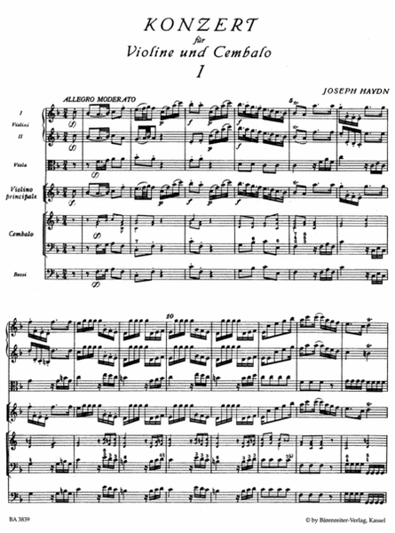 Concerto for Violin, Harpsichord and Strings F major Hob XVIII:6*