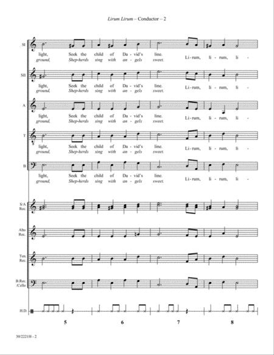Lirum Lirum - Instrumental Concert Score and Parts Set of Parts scores gallery preview page 2