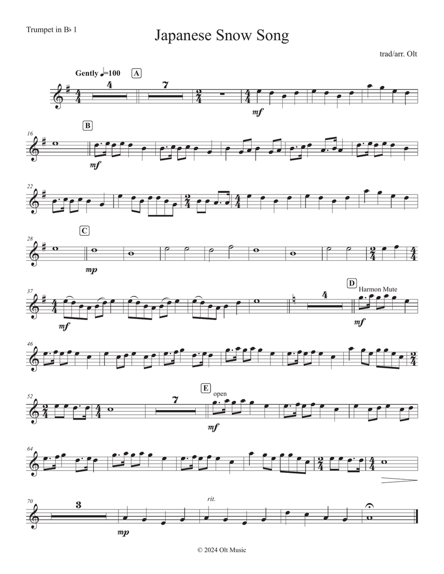 Japanese Snow Song Brass Quintet scores gallery preview page 6